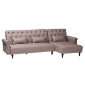 Baxton Studio Chesterfield Retro-Modern Clay Fabric Upholstered Convertible Sleeper Sofa